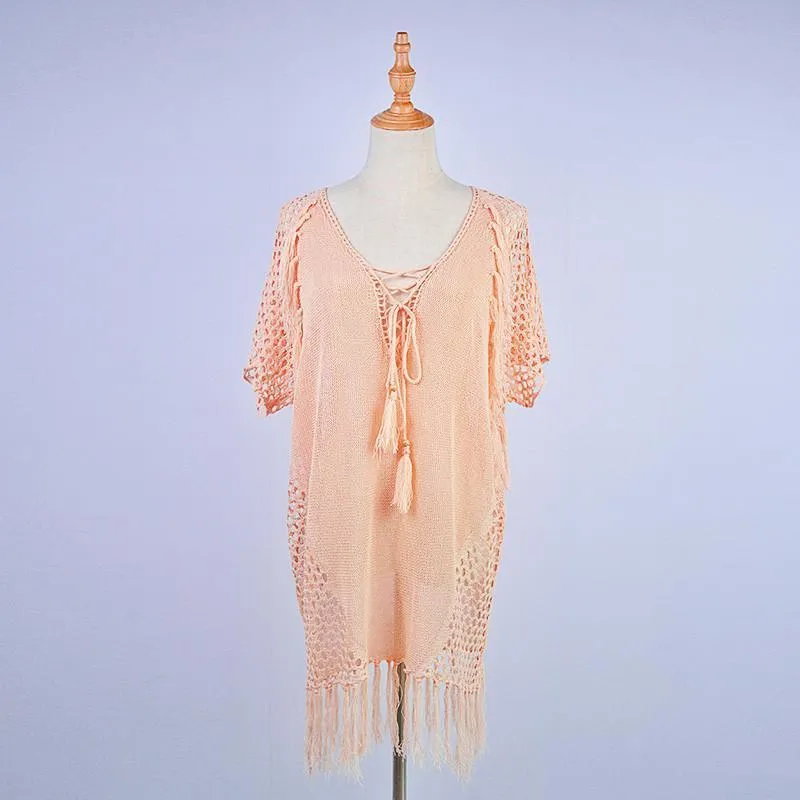 Knitted Sumyading Chest Strap Bikini Hoodie Blouse
