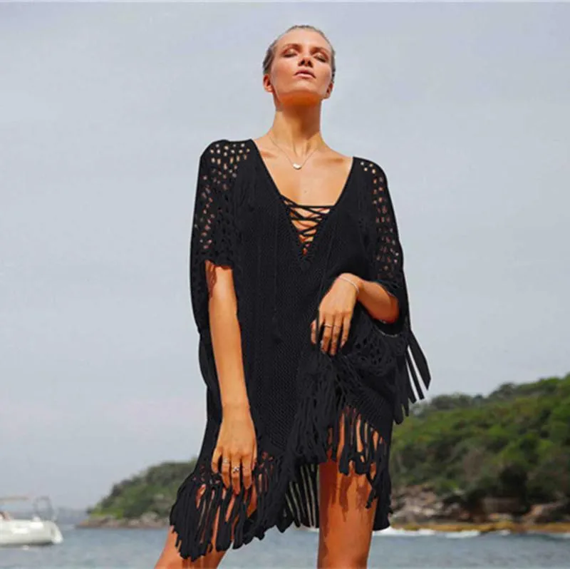 Knitted Sumyading Chest Strap Bikini Hoodie Blouse