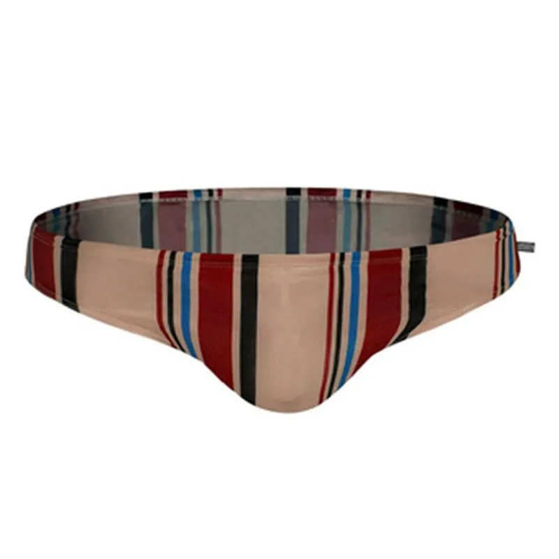 Men Casual Stripe Quick Drying Swim Briefs