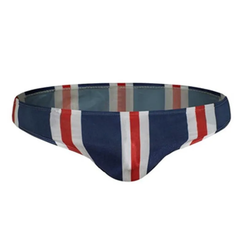 Men Casual Stripe Quick Drying Swim Briefs