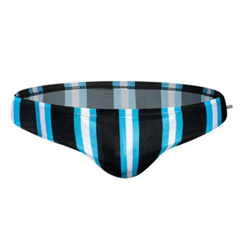 Men Casual Stripe Quick Drying Swim Briefs