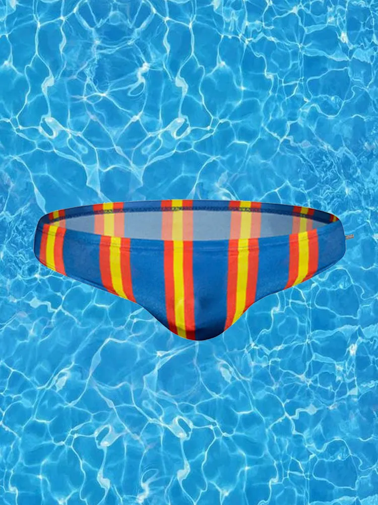 Men Casual Stripe Quick Drying Swim Briefs